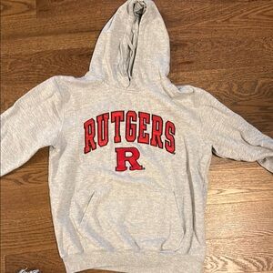 Rutgers Gray Hoodie with Red Logo